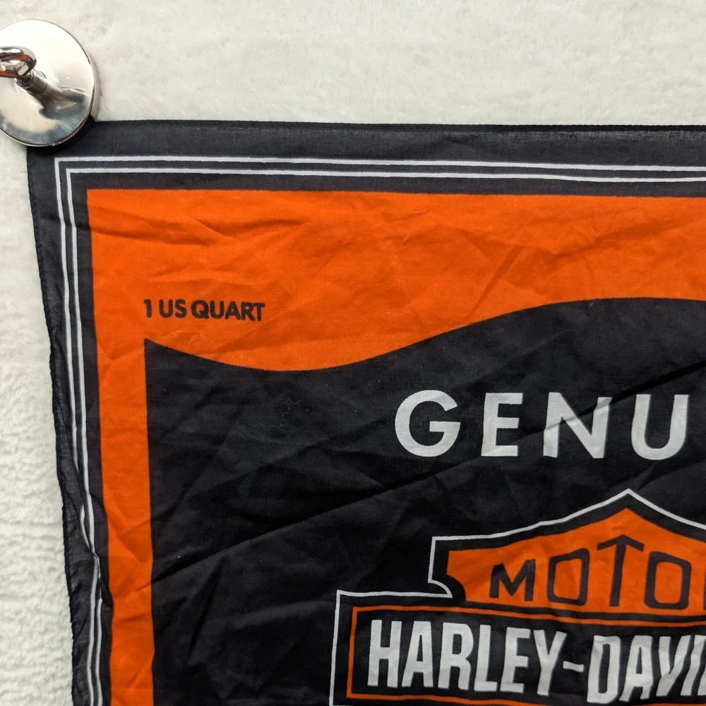 NWT VTG Harley-Davidson Bandana Mens OS Orange Black Genuine Motor Oil Biker Y2K